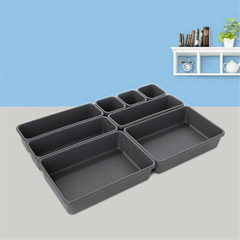 8Pcs/Set Drawer Desk Draw Cutlery Storage Tray Office/Home Kitchen Organizer Box