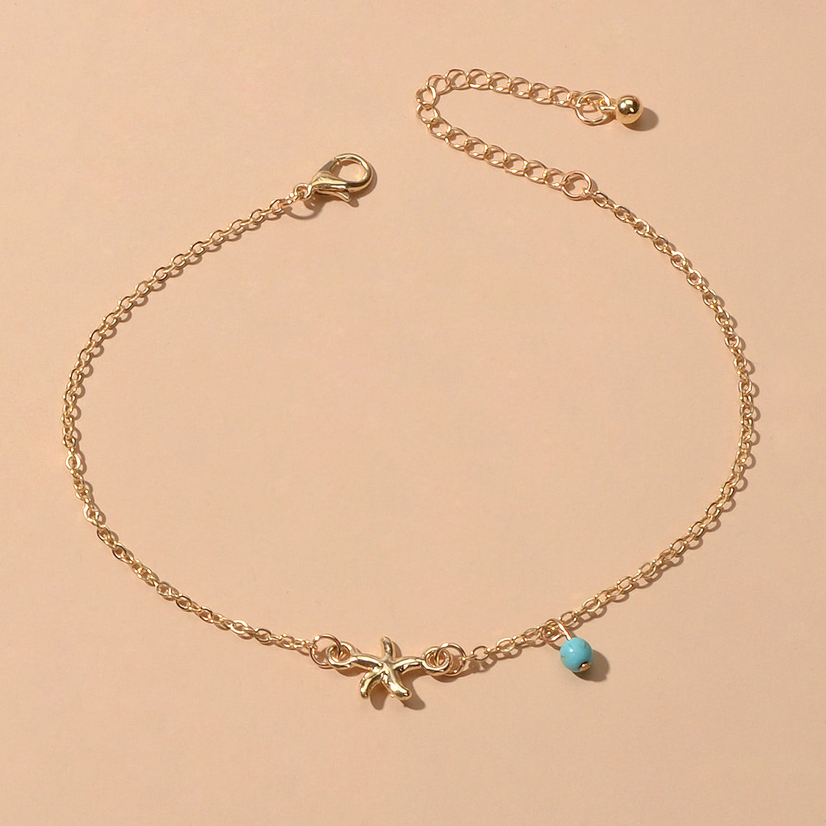 Gold Silver Chain Turquoise Starfish Anklet Barefoot Ankle Foot Jewellery