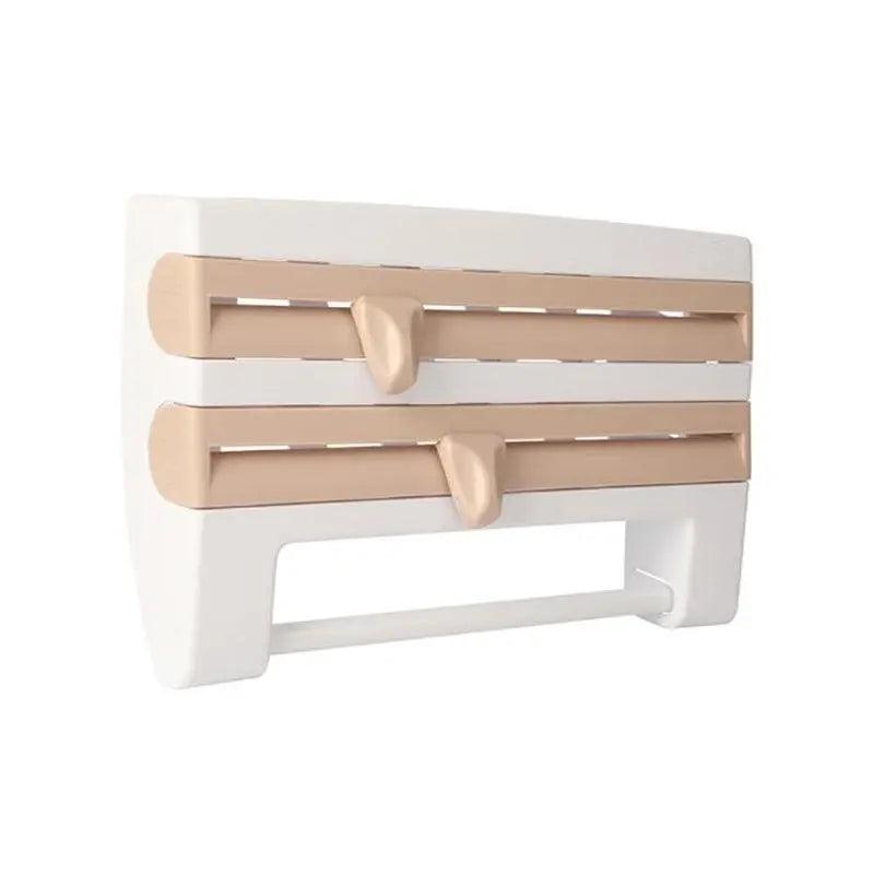 4In1 Wall Mount Kitchen Holder Foil Towel Roll Cling Wrap Rack Dispenser Cutter
