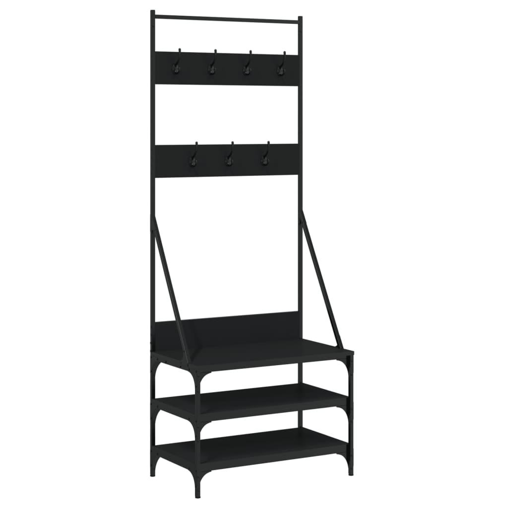 Black Clothes Rack with Shoe Storage