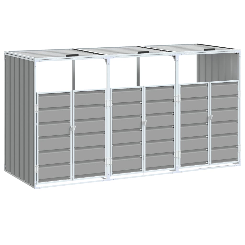 NNEVL Wheelie Bin Storage for Triple Bins Grey 216x81x115 cm Steel