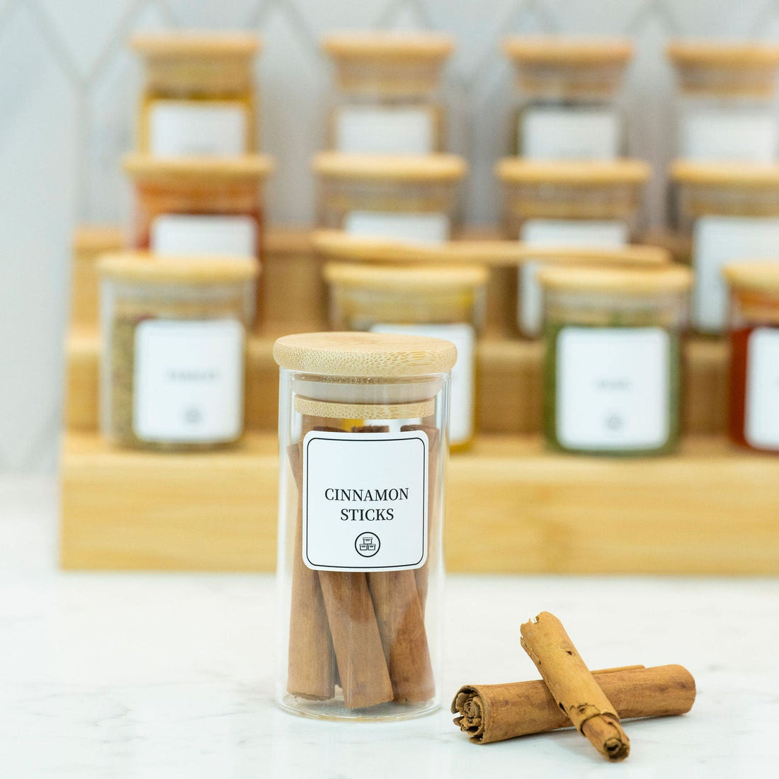 Round Glass Spice Jars with Bamboo Lid – 3 Sizes