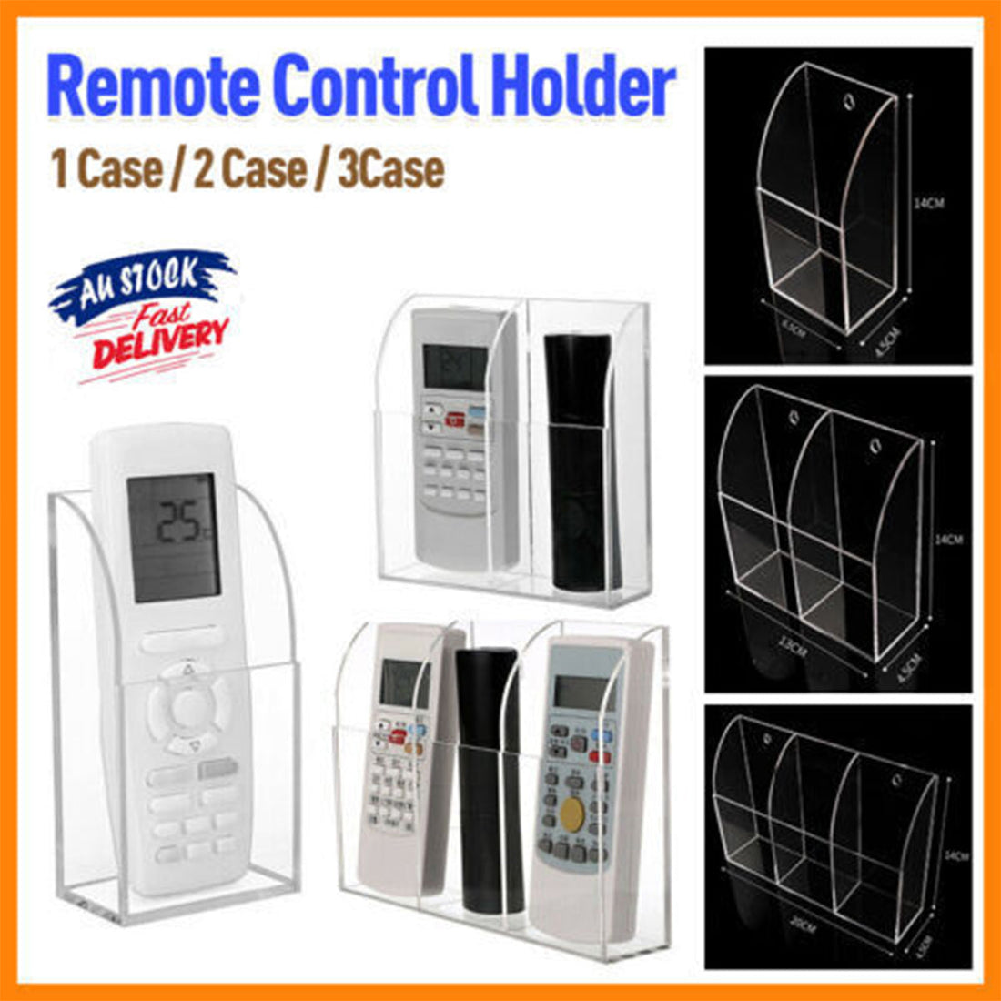 Tv Remote Control Holder Wall Mount Clear Acrylic Organizer Stand Box Storage