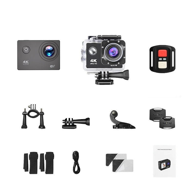 4K Sports Action Camera with WiFi Mini Cam Black