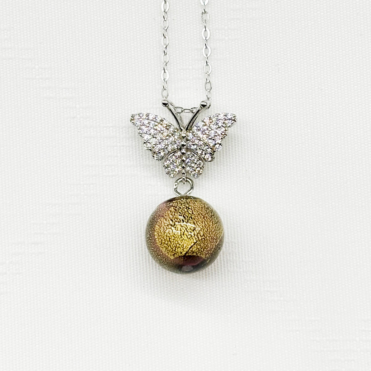Sterling Silver Diamond Butterfly Aroma Necklace - Starry Night | Energy &amp; Healing | Diffuse on the go