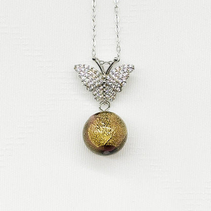 Sterling Silver Diamond Butterfly Aroma Necklace - Starry Night | Energy &amp; Healing | Diffuse on the go