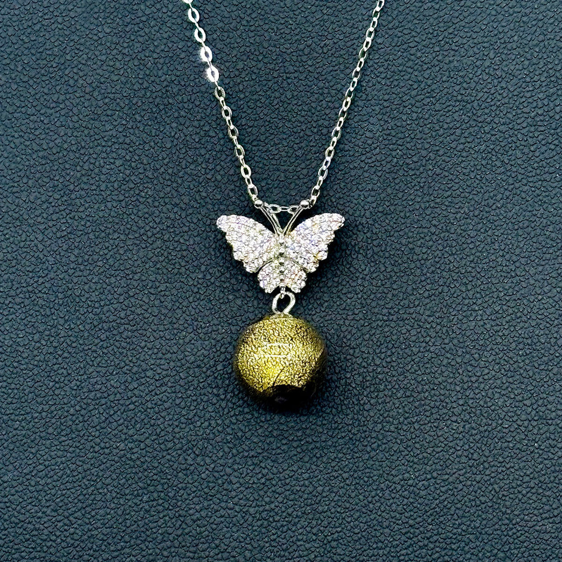 Sterling Silver Diamond Butterfly Aroma Necklace - Starry Night | Energy & Healing | Diffuse on the go