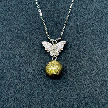 Sterling Silver Diamond Butterfly Aroma Necklace - Starry Night | Energy &amp; Healing | Diffuse on the go