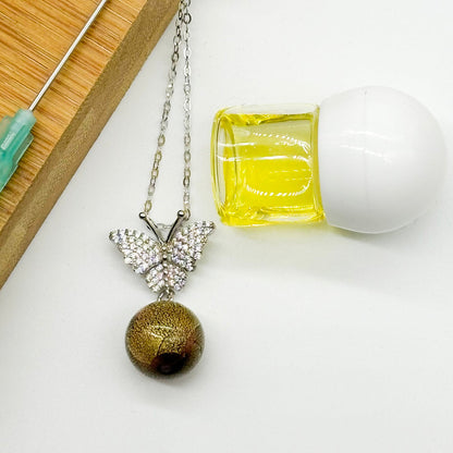 Sterling Silver Diamond Butterfly Aroma Necklace - Starry Night | Energy &amp; Healing | Diffuse on the go