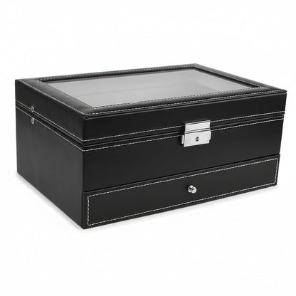 Double Watch Box with Jewelry Drawer Storage