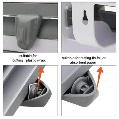 4In1 Wall Mount Kitchen Holder Foil Towel Roll Cling Wrap Rack Dispenser Cutter