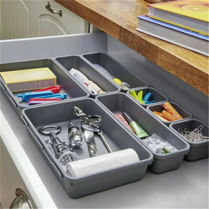 8Pcs/Set Drawer Desk Draw Cutlery Storage Tray Office/Home Kitchen Organizer Box