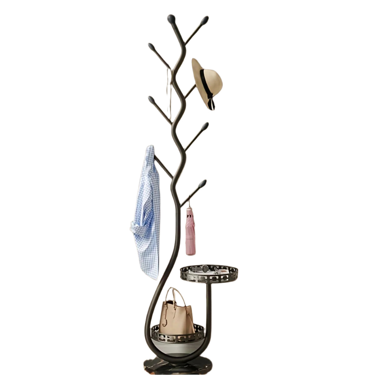 NNETM Freestanding Metal Coat Rack with Branch Hooks