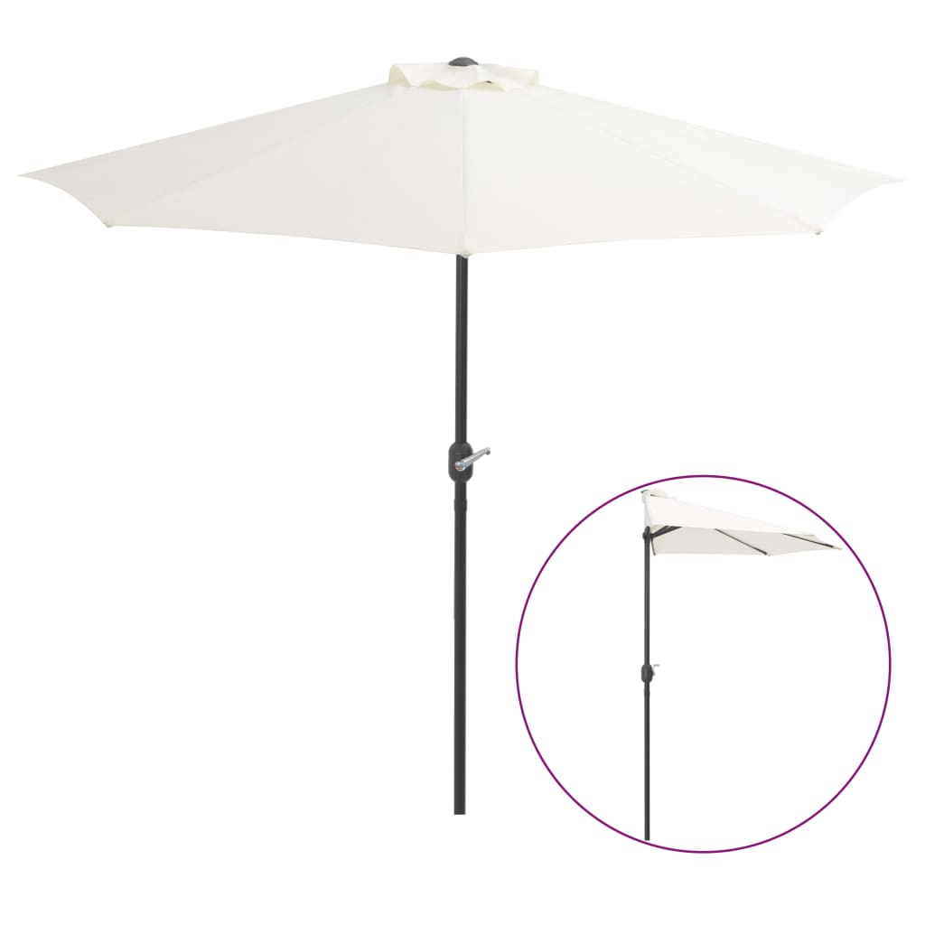 NNEVL Balcony Parasol with Aluminium Pole Sand 270x135 cm Half