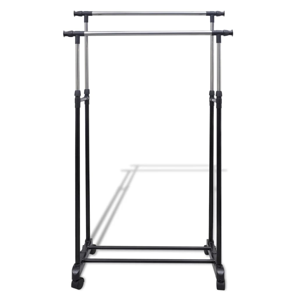 NNEVL Adjustable Clothes Rack with 2 Hanging Rails 2 pcs