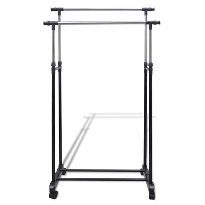 NNEVL Adjustable Clothes Rack with 2 Hanging Rails 2 pcs