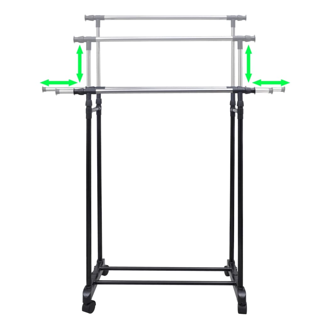 NNEVL Adjustable Clothes Rack with 2 Hanging Rails 2 pcs