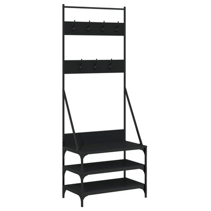 Black Clothes Rack with Shoe Storage