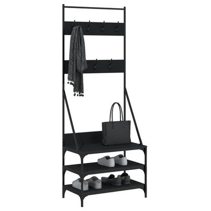 Black Clothes Rack with Shoe Storage