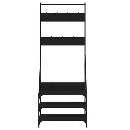 Black Clothes Rack with Shoe Storage