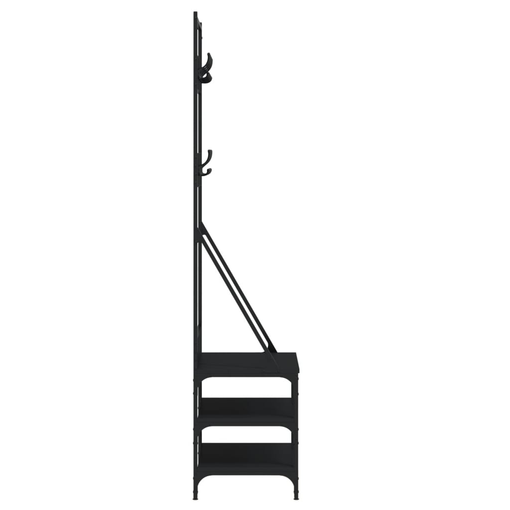 Black Clothes Rack with Shoe Storage