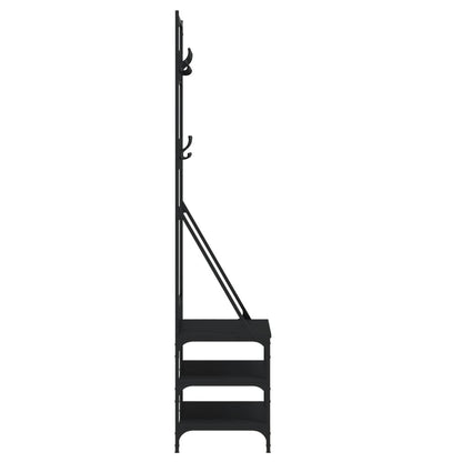 Black Clothes Rack with Shoe Storage