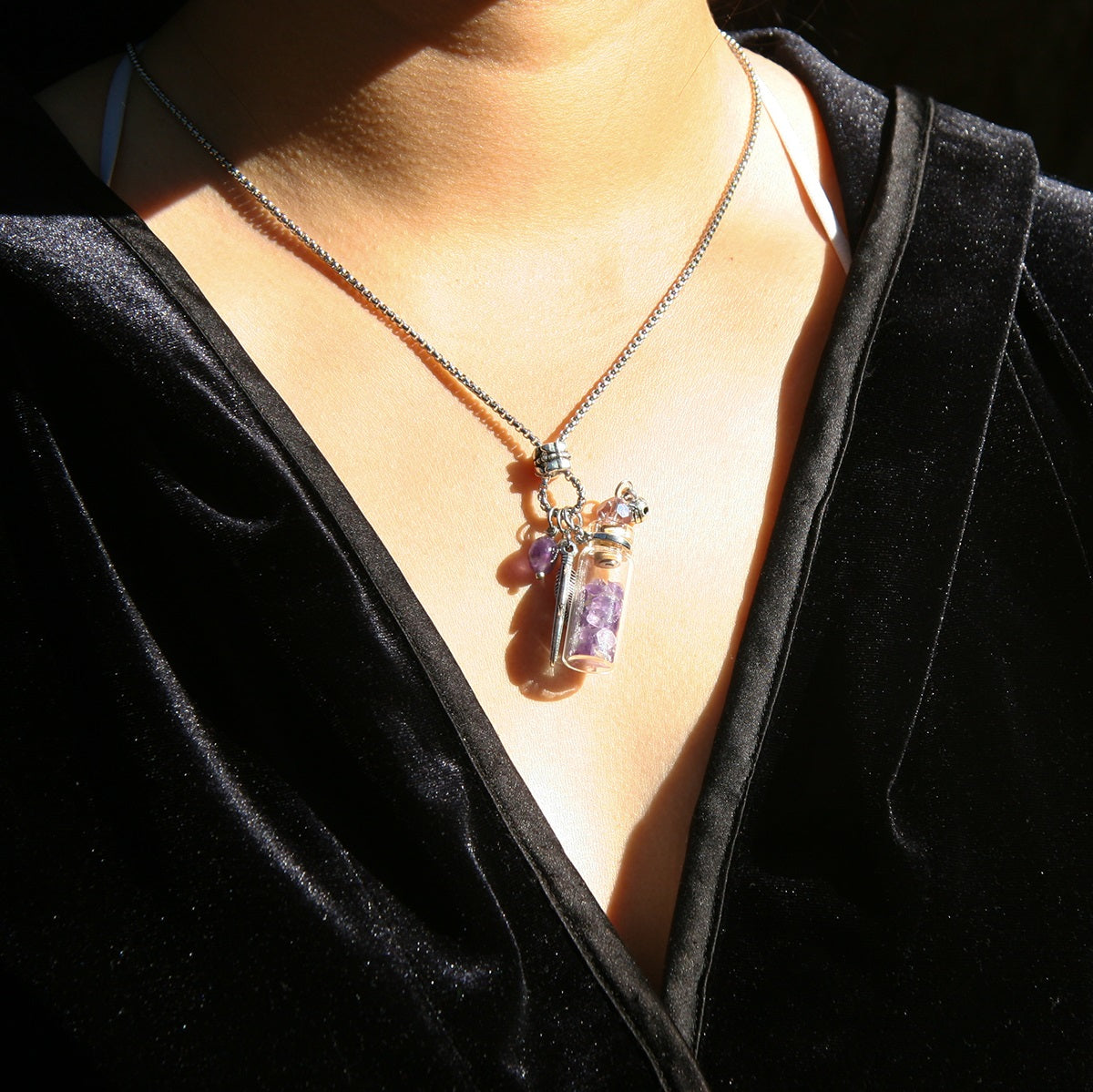 Amethyst Diffuser Necklace | Aroma Jewelry | Energy &amp; Healing | Diffusing on the go