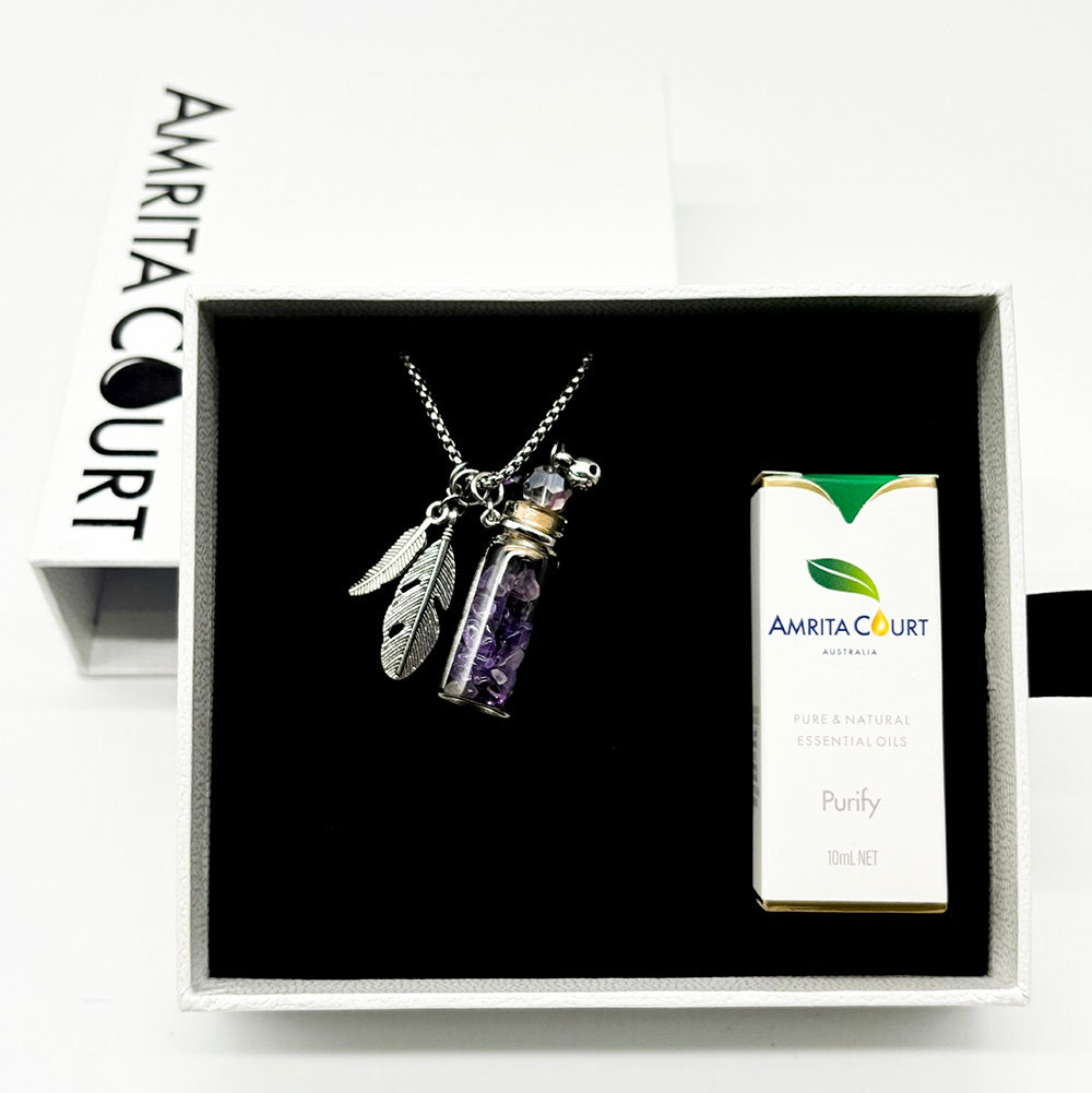 Amethyst Diffuser Necklace | Aroma Jewelry | Energy &amp; Healing | Diffusing on the go