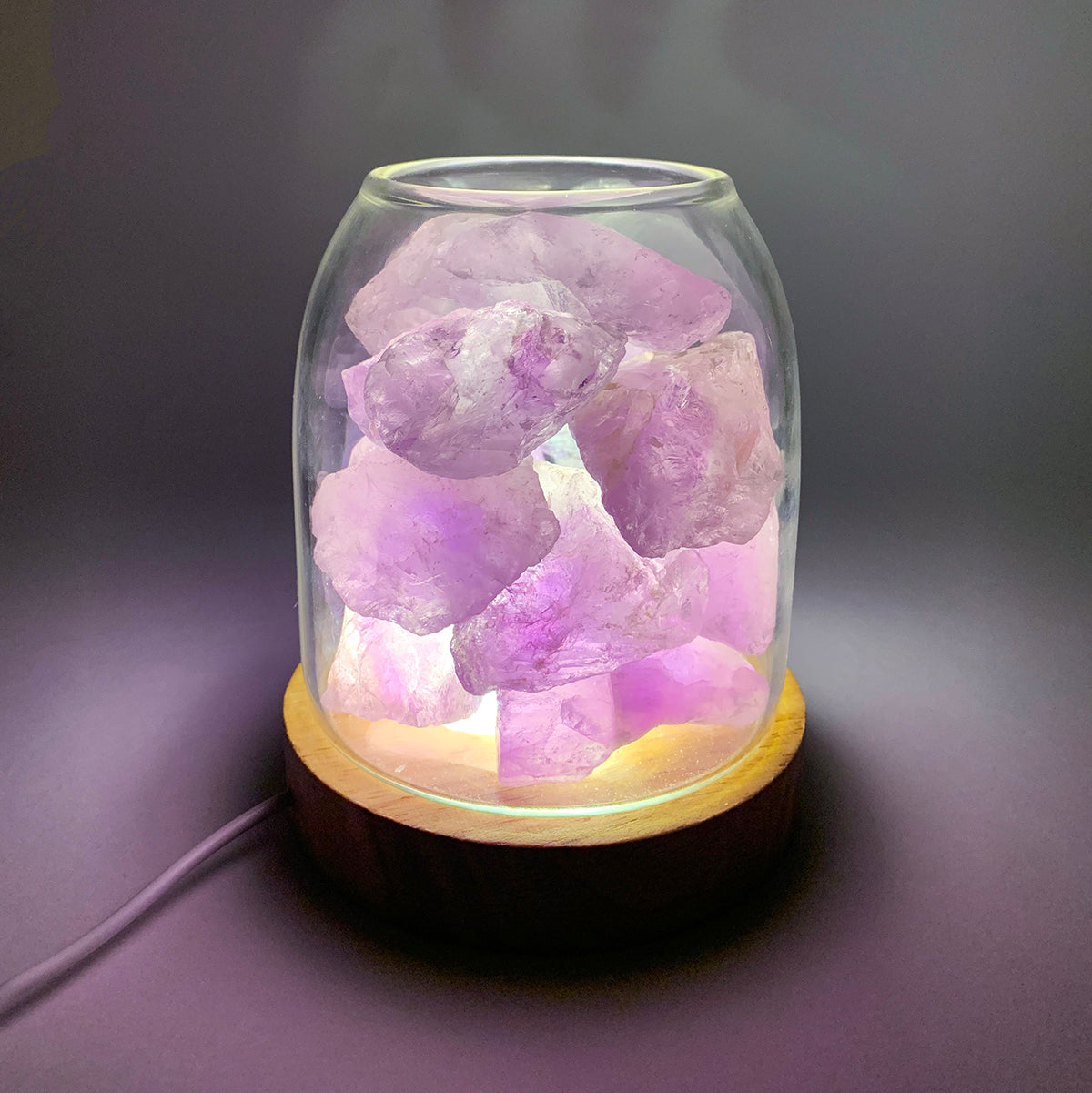 AURORA 2 Crystal Light | Essential Oil Diffusing | Natural Quartz 500g | Amethyst / Green Calcite