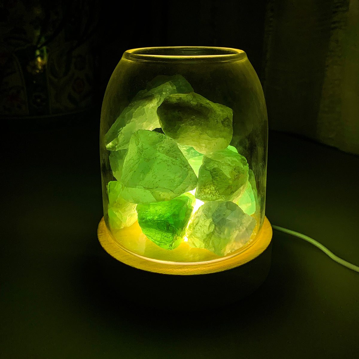 AURORA 2 Crystal Light | Essential Oil Diffusing | Natural Quartz 500g | Amethyst / Green Calcite