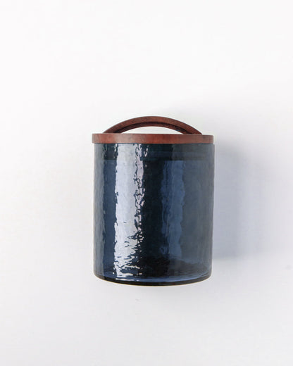 Medium Hammered Glass Canisters with Wood Lid