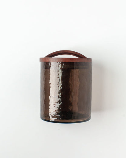 Medium Hammered Glass Canisters with Wood Lid