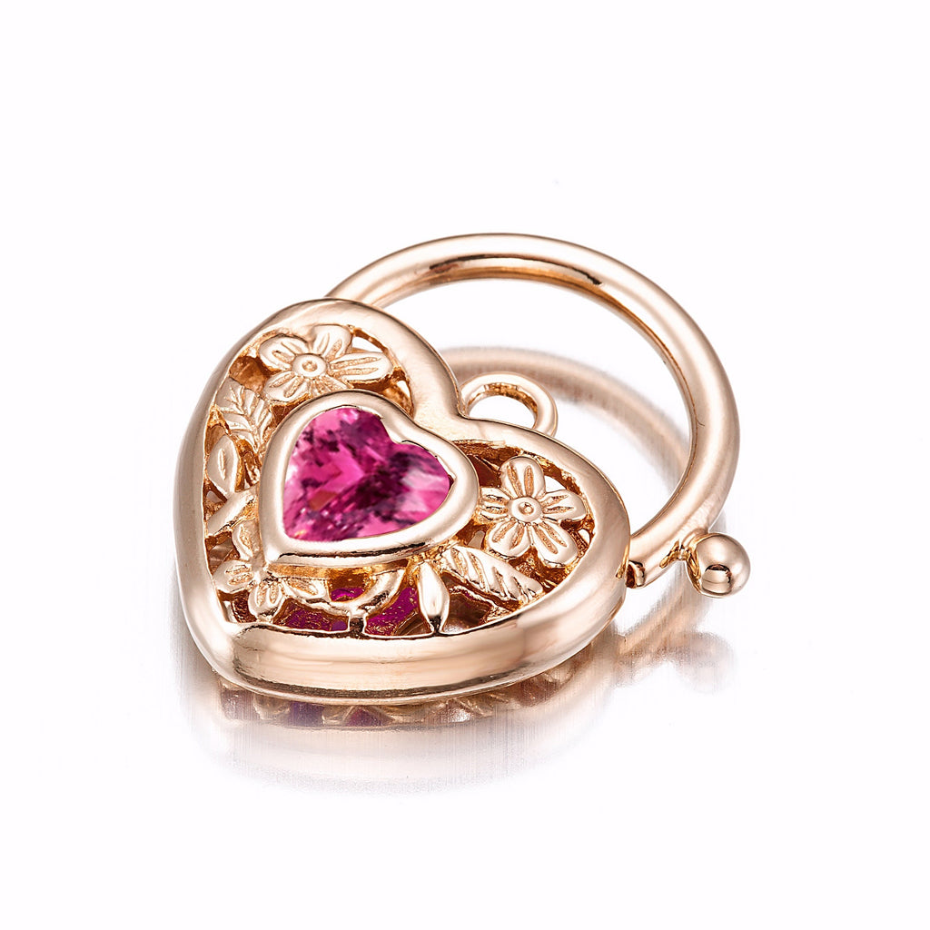 18ct Heavy Rose Gold Plated Pink Filigree Heart Locket - USA Made ...