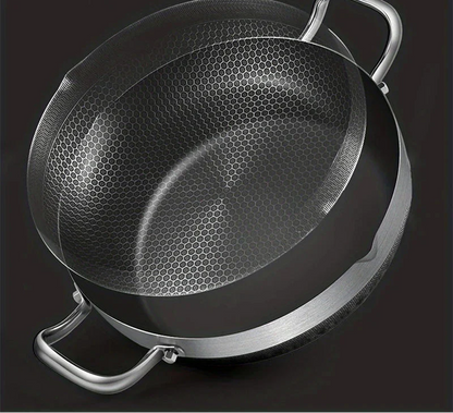 28cm Non-Stick Frying Pan with Honeycomb Bottom Glass Lid Silver