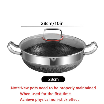 28cm Non-Stick Frying Pan with Honeycomb Bottom Glass Lid Silver