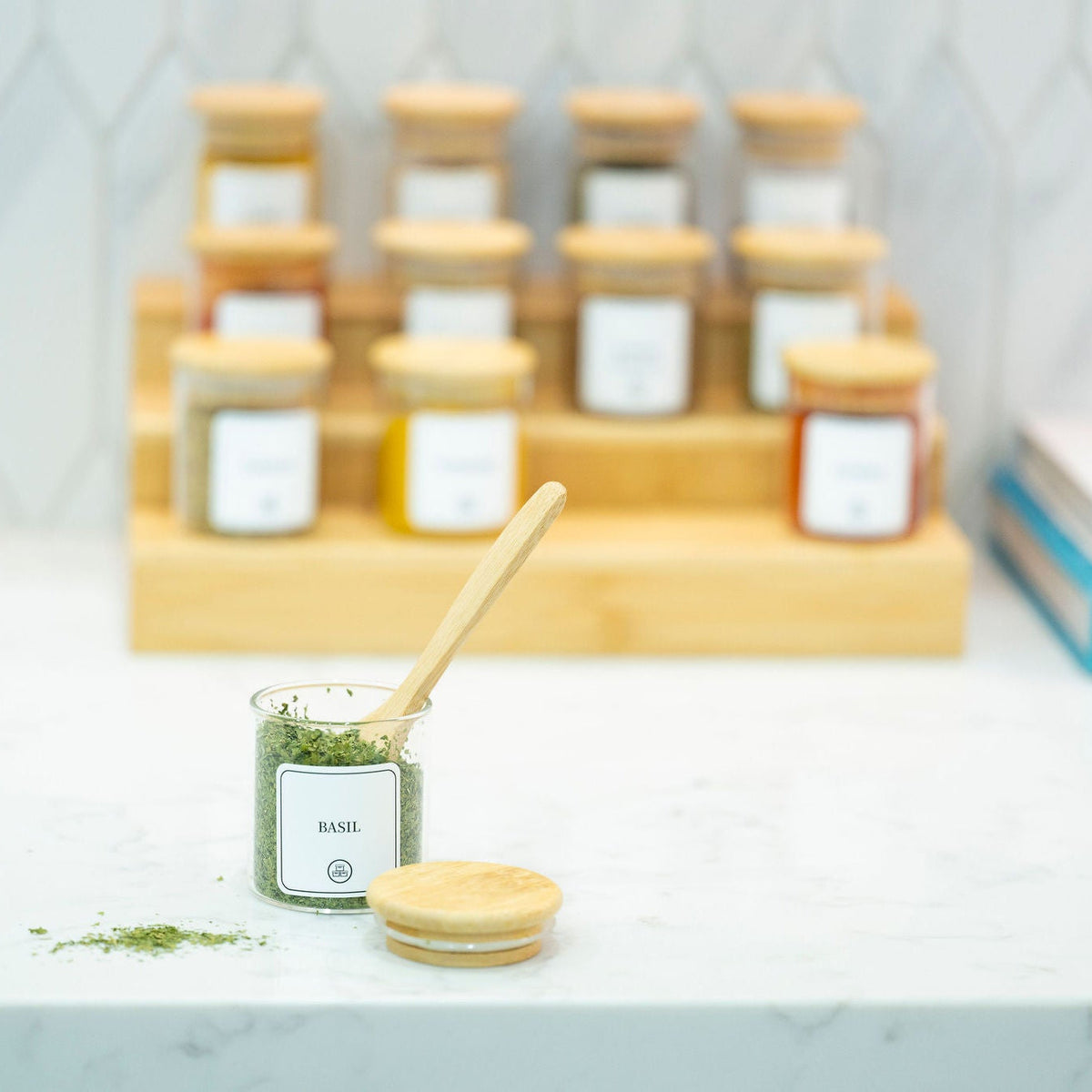 Round Glass Spice Jars with Bamboo Lid – 3 Sizes