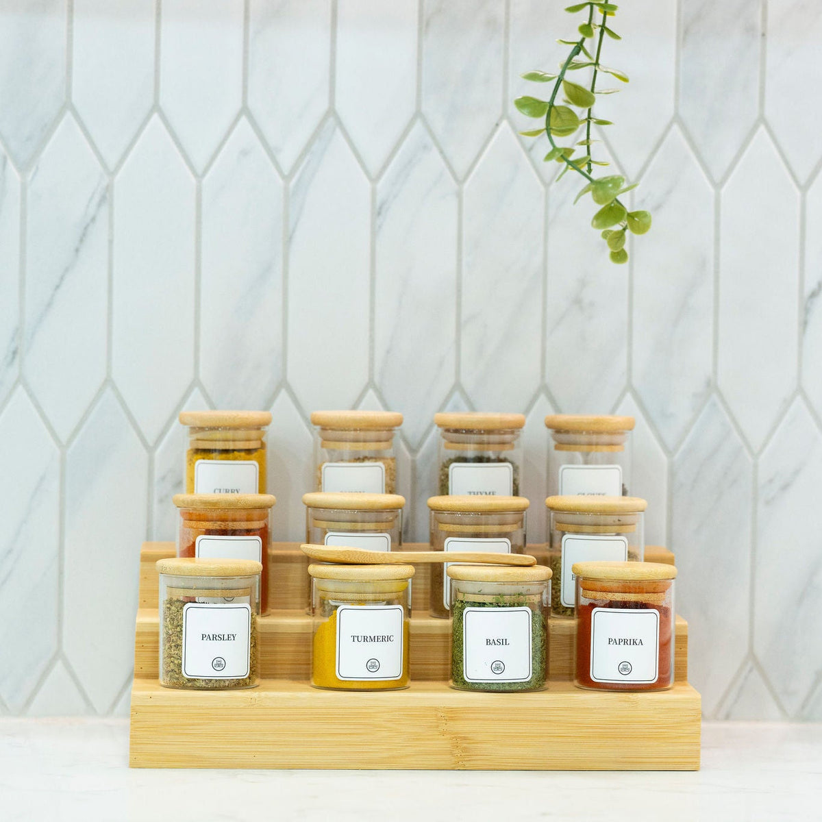 Round Glass Spice Jars with Bamboo Lid – 3 Sizes