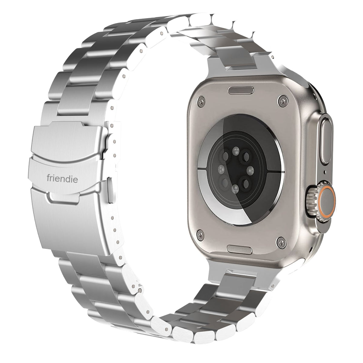 Stainless Steel Link Bracelet Band (Ultra) – The Sydney Ultra in Silver – Compatible with Apple Watch Ultra (Friendie size Large)