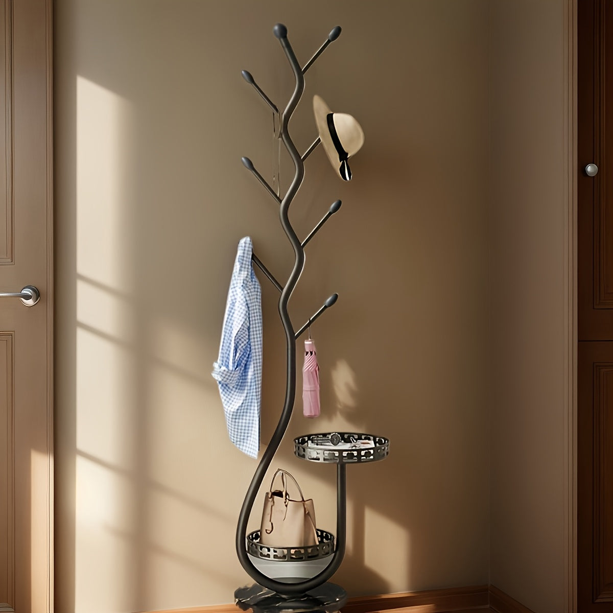 NNETM Freestanding Metal Coat Rack with Branch Hooks