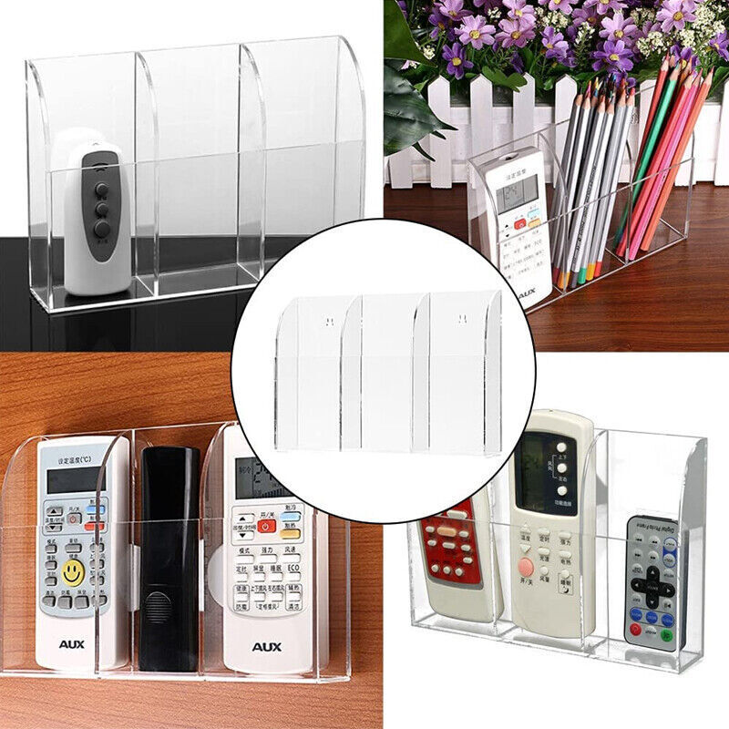 Tv Remote Control Holder Wall Mount Clear Acrylic Organizer Stand Box Storage