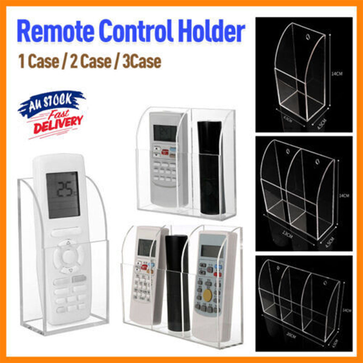Tv Remote Control Holder Wall Mount Clear Acrylic Organizer Stand Box Storage