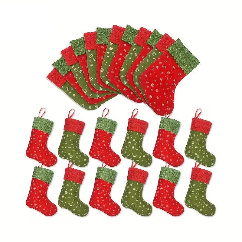 Snowflake Print Christmas Stockings Gift Bags (24pcs)