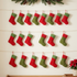 Snowflake Christmas stocking gift bags hanging on a wall